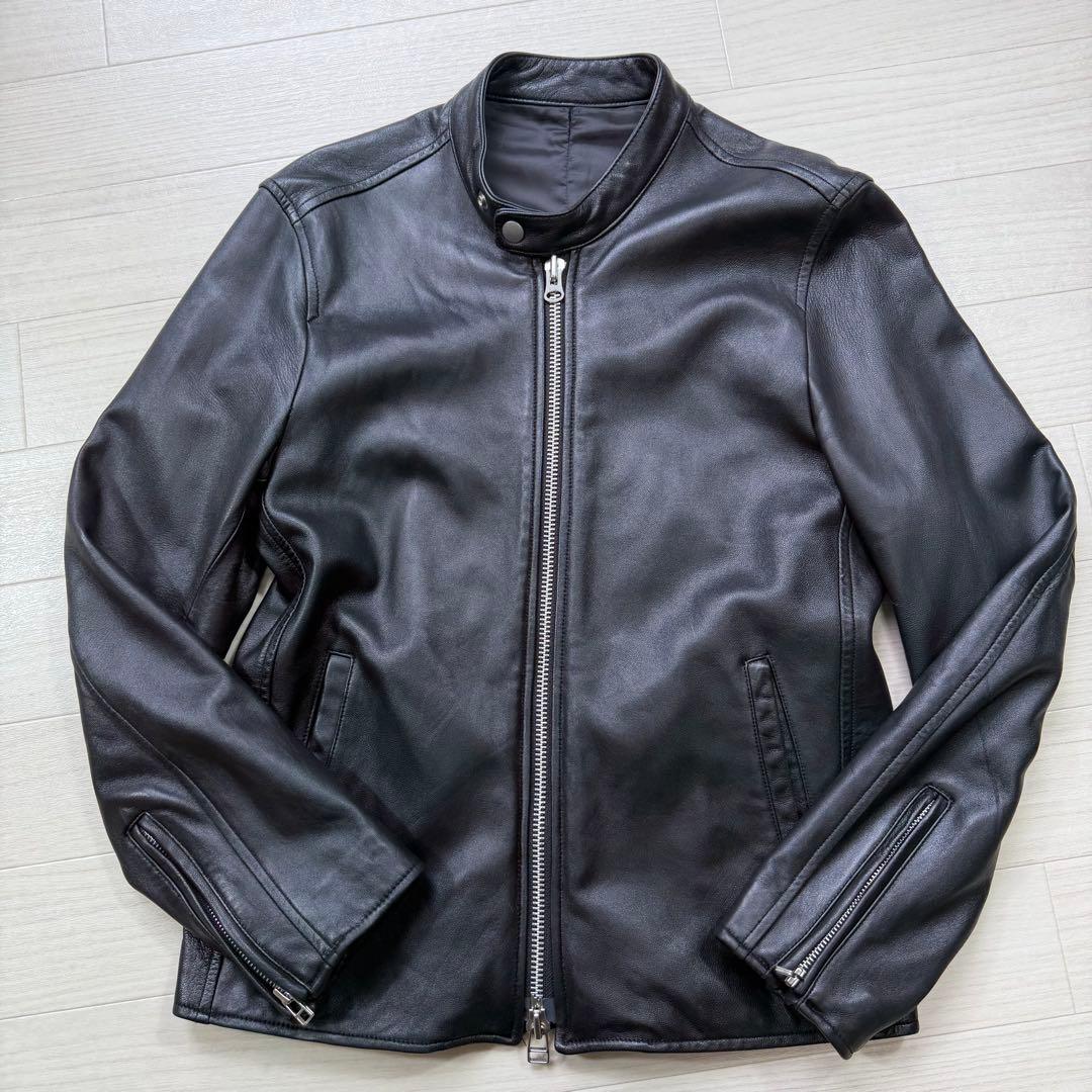 極美品 SHIPS シップス ラムレザー 羊革 シングルライダーズ M