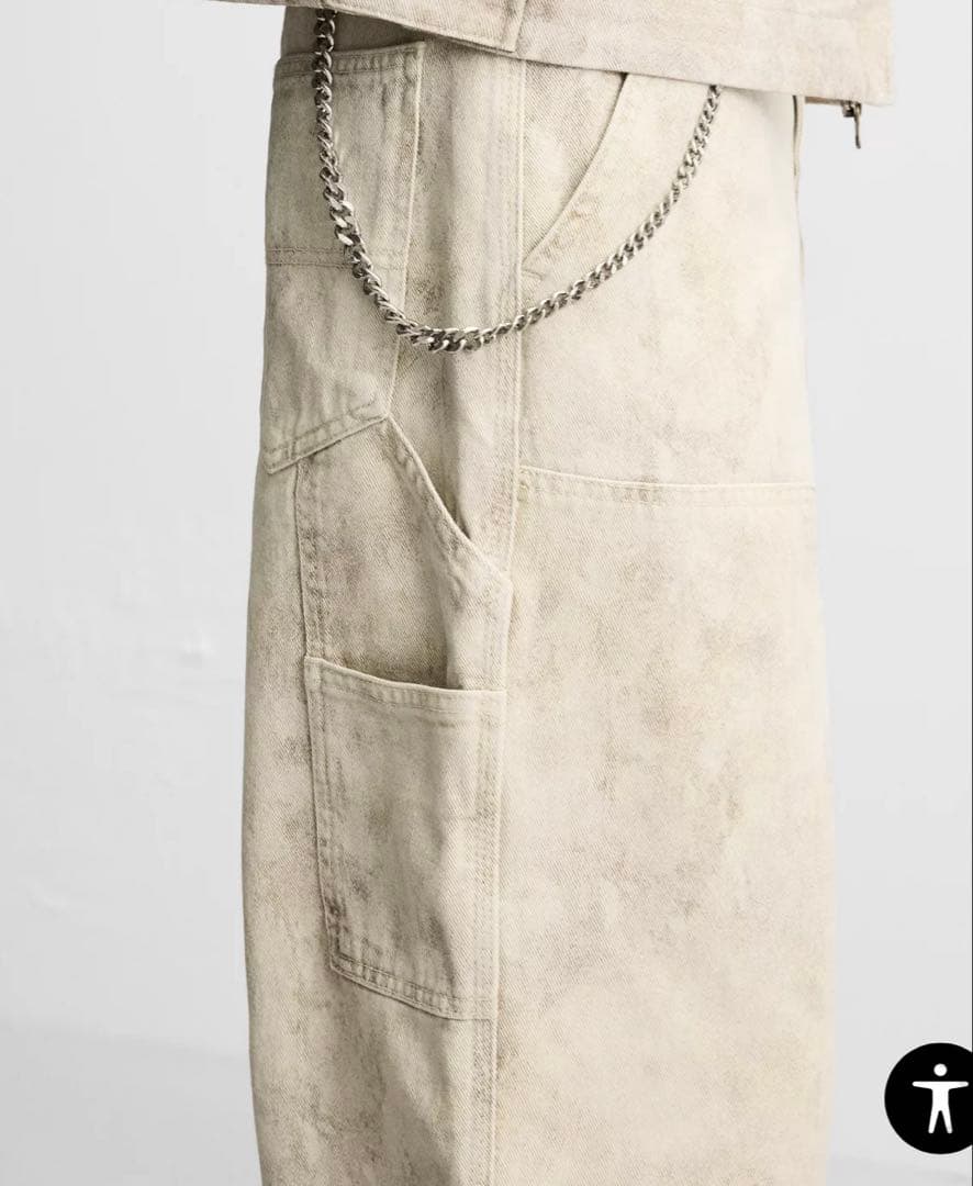 ZARA ザラ アブストラクトプリント カーペンターパンツ EU42 JP32