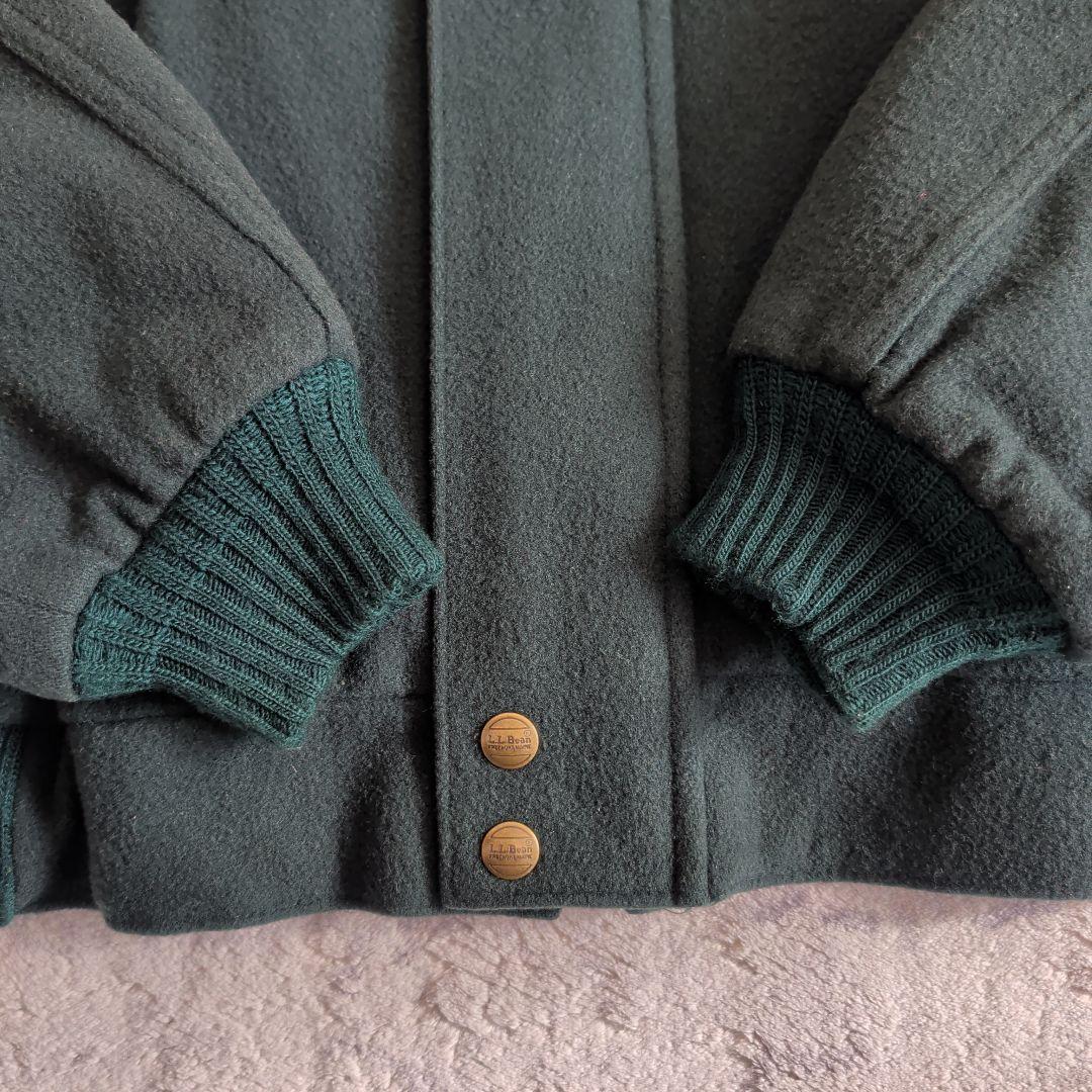 80s エルエルビーン ウールブルゾン レザー襟 ボンバージャケット USA