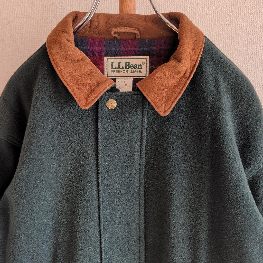 80s エルエルビーン ウールブルゾン レザー襟 ボンバージャケット USA