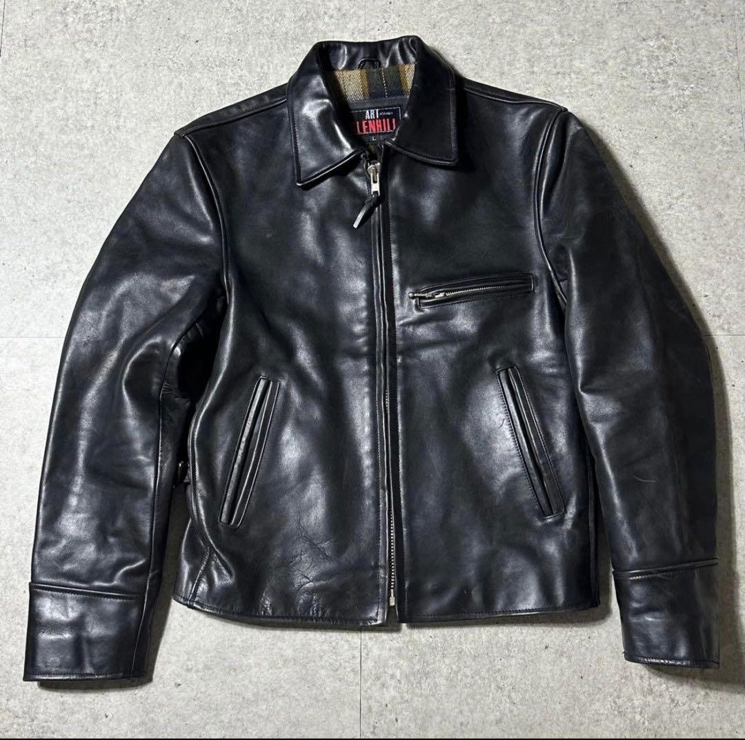 ART GLENHIL シングル ライダース 肉厚 牛革 黒 L 襟付き 裏地 ART GLENHIL シングル ライダース 肉厚 牛革 黒 L 襟付き 裏地 - メルカリ