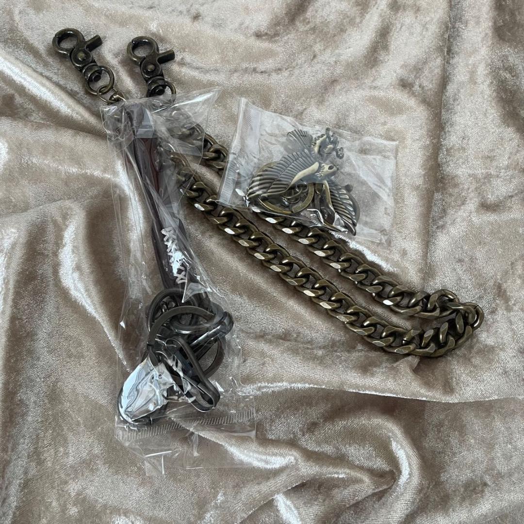 3点セット ウォレットチェーン キーホルダー カラビナ アメカジ デニム