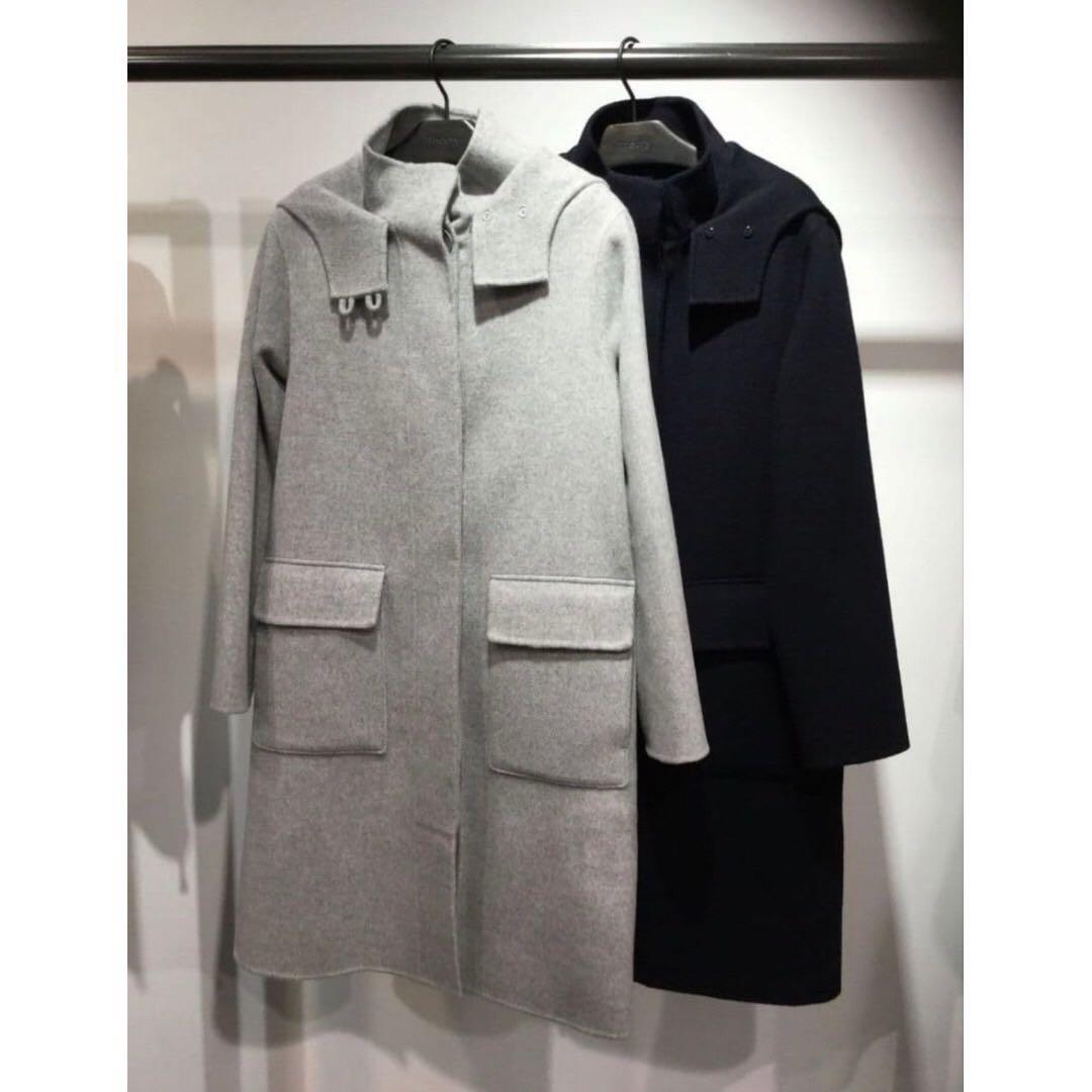 美品✨Theory カシミヤ混ダッフルコート ダブルフェイス グレー S