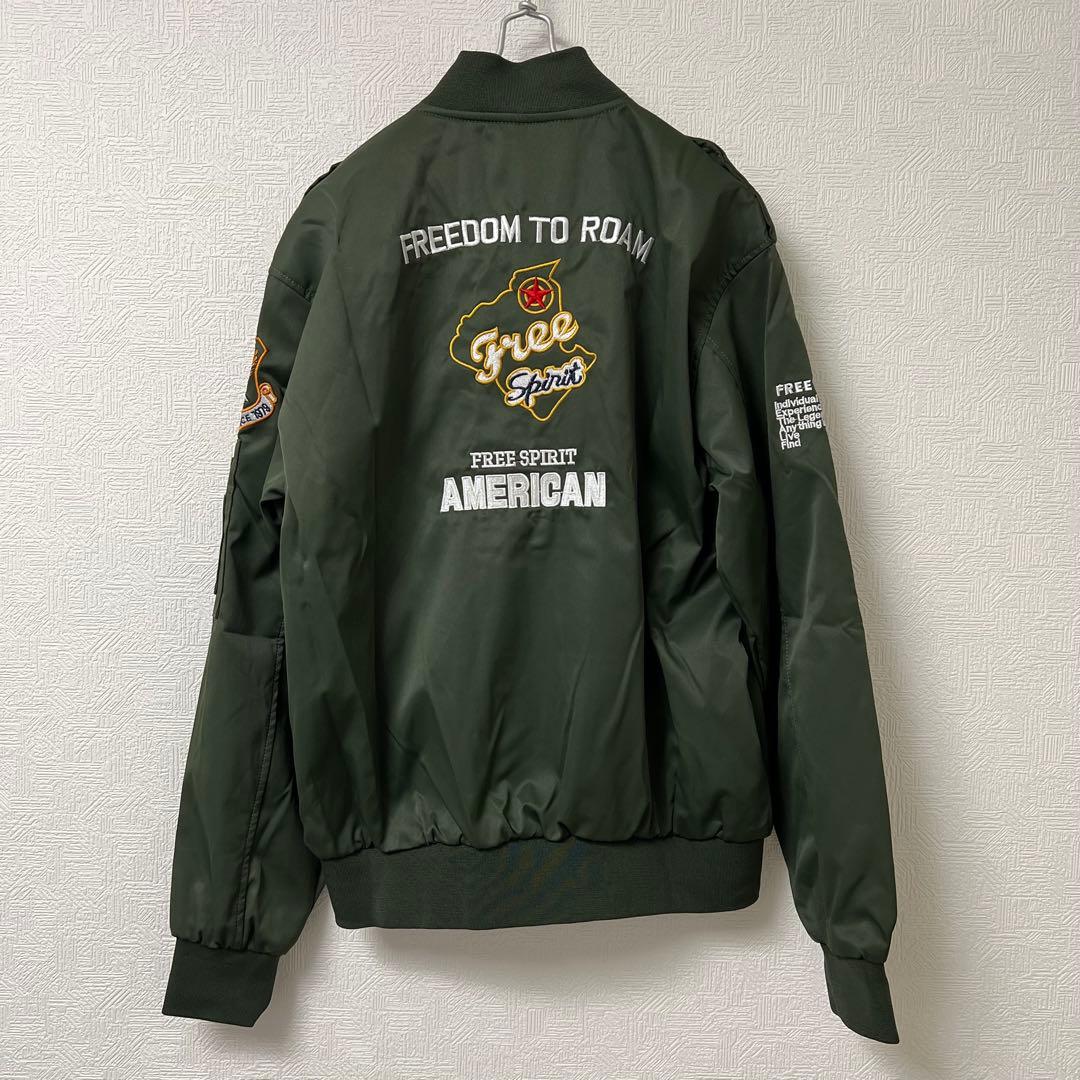 新品未使用 MA-1 フライトジャケット ミリタリー 刺繍 ワッペン カーキ