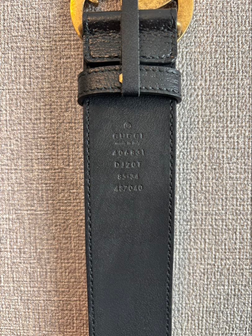 GUCCI ダブルGロゴ ベルト ブラック 85/34 - メルカリ