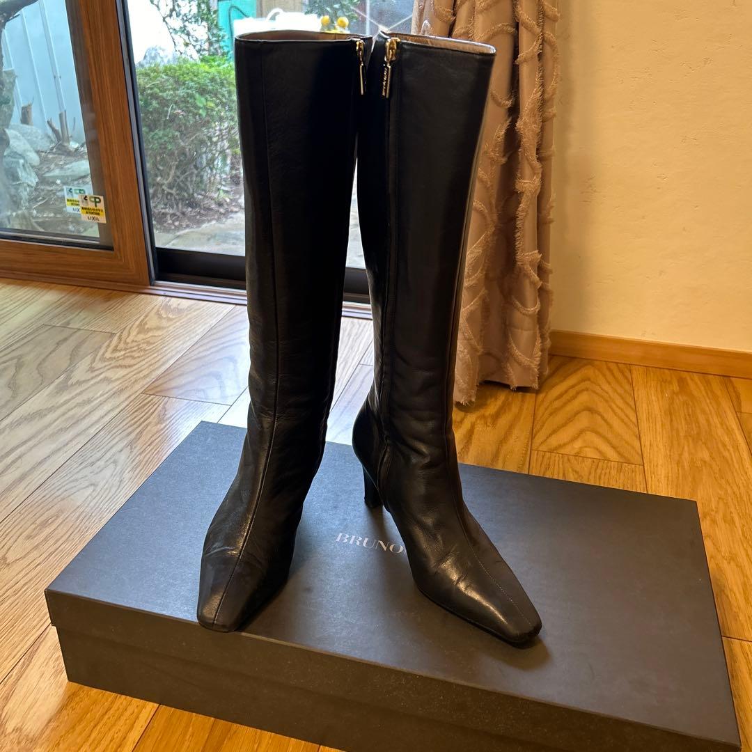 ほぼ未使用品 BRUNOMAGLI ブルーノマリ 黒 レザー ロングブーツ - メルカリ