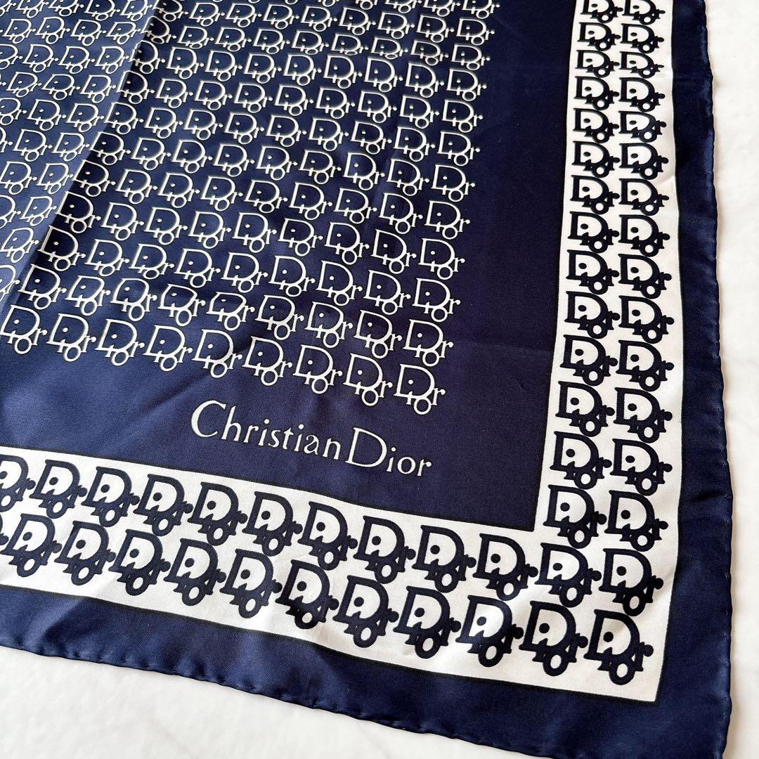 クリスチャンディオール トロッター柄 スカーフ ネイビー 65cm - メルカリ