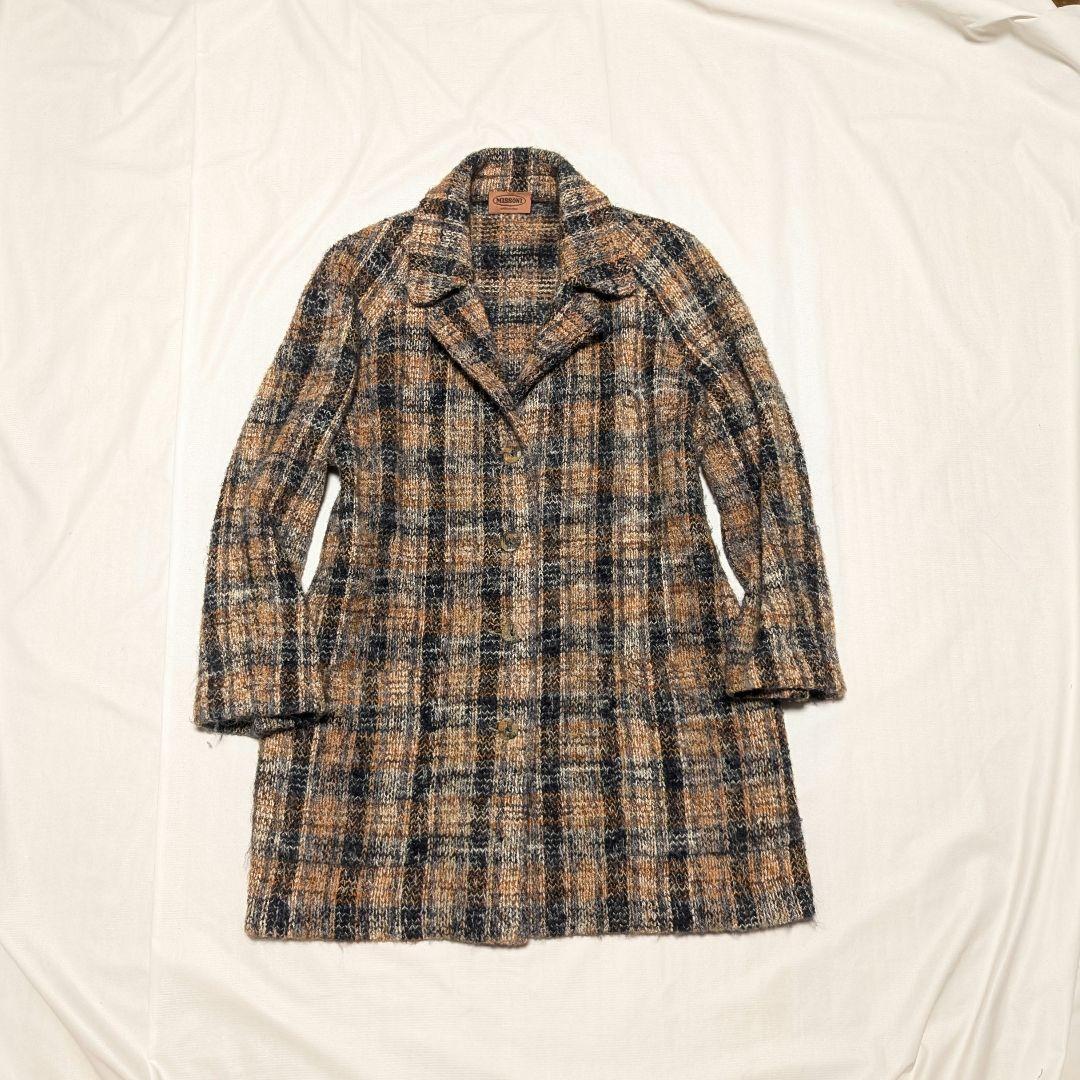 MISSONI】90sイタリア製モヘア混チェック柄ニットジャケット ブラウン