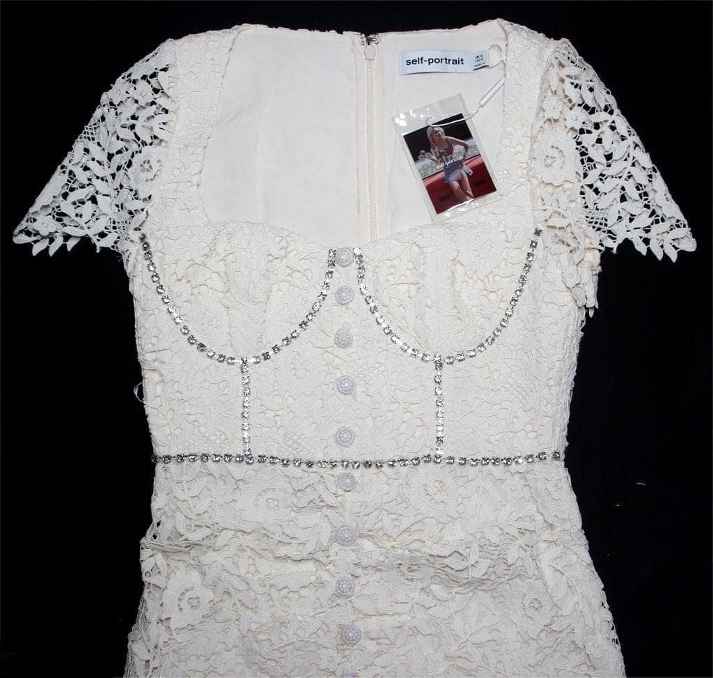 セルフポートレイト ワンピース 花柄 レース 刺繍 クリーム UK8 未使用