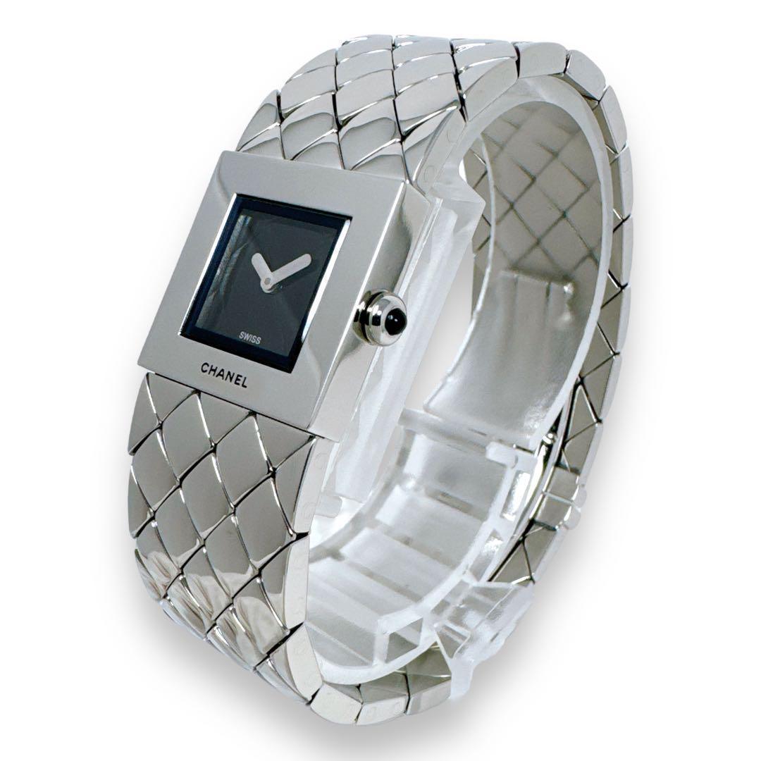 シャネル マトラッセ ブラック クォーツ 黒 レディース 腕時計 稼働