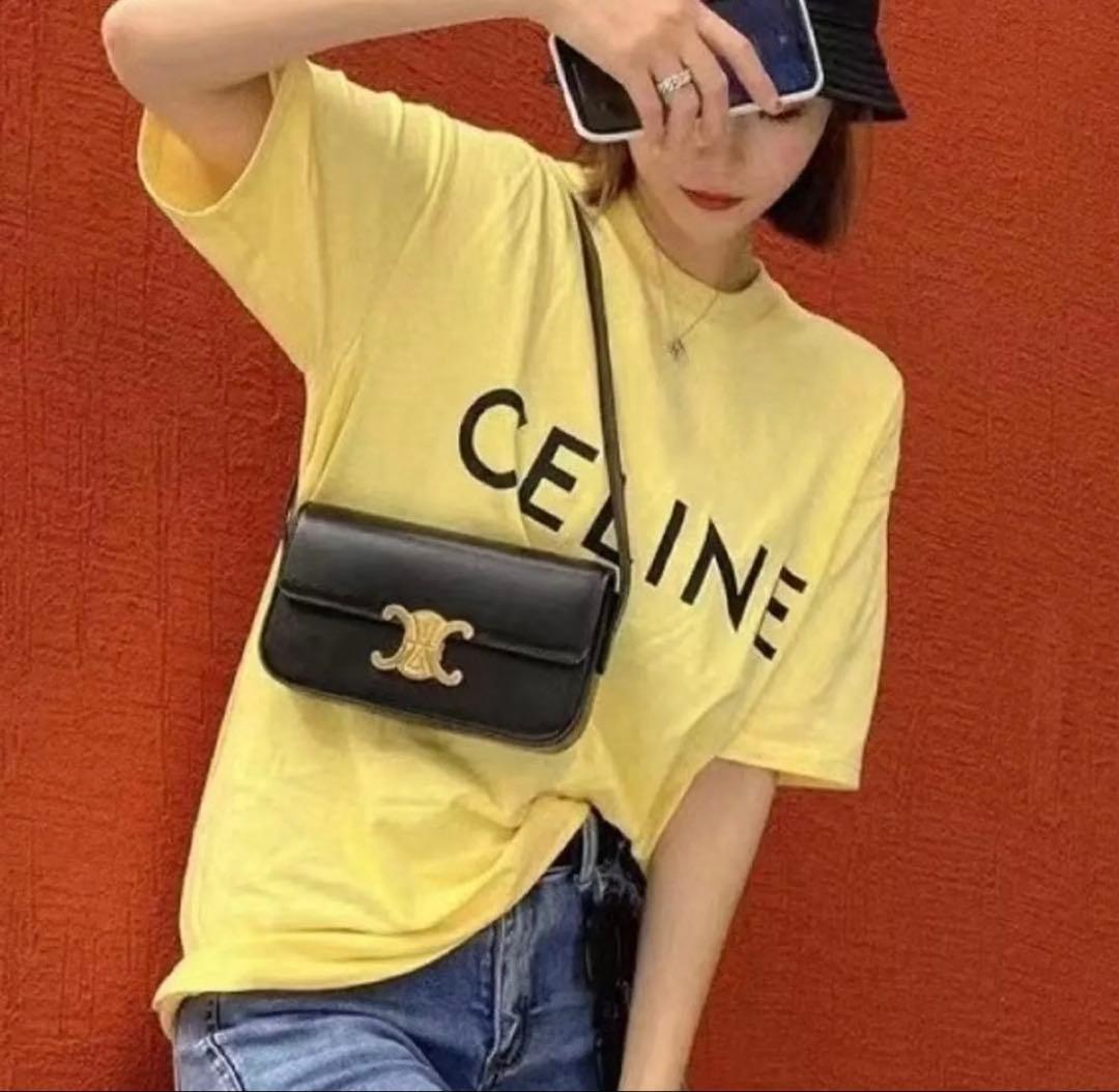 nachan CELINE イエロー ロゴ Tシャツ 半袖 中古・古着通販】CELINE (セリーヌ) Tシャツ イエロー サイズ:xs