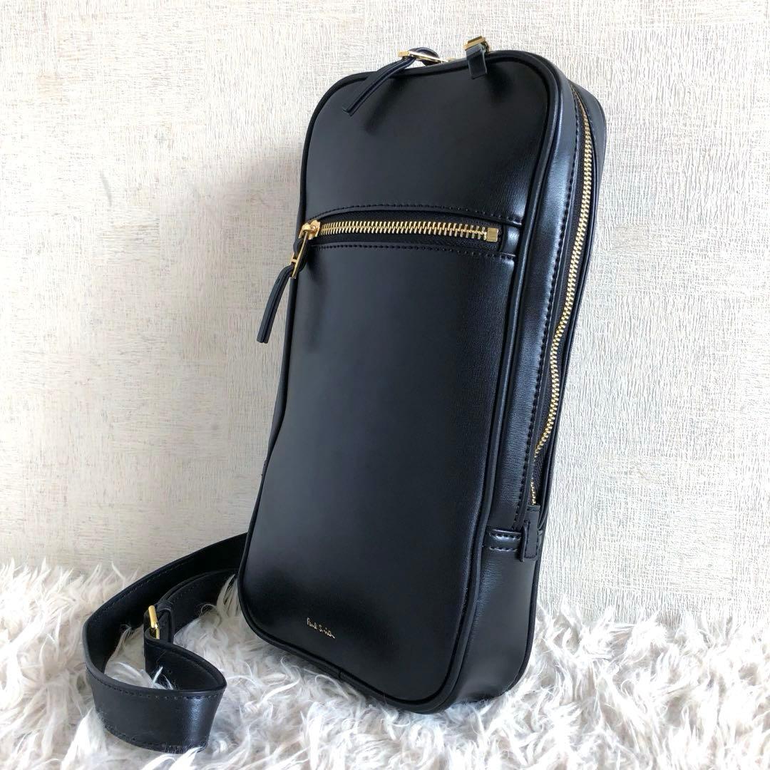 【極美品】ポールスミス　ボディバッグ　ショルダーバッグ　黒　本革　ゴールド金具 Paul Smith（ポール・スミス） ショルダーバッグ ボディバッグ クロス