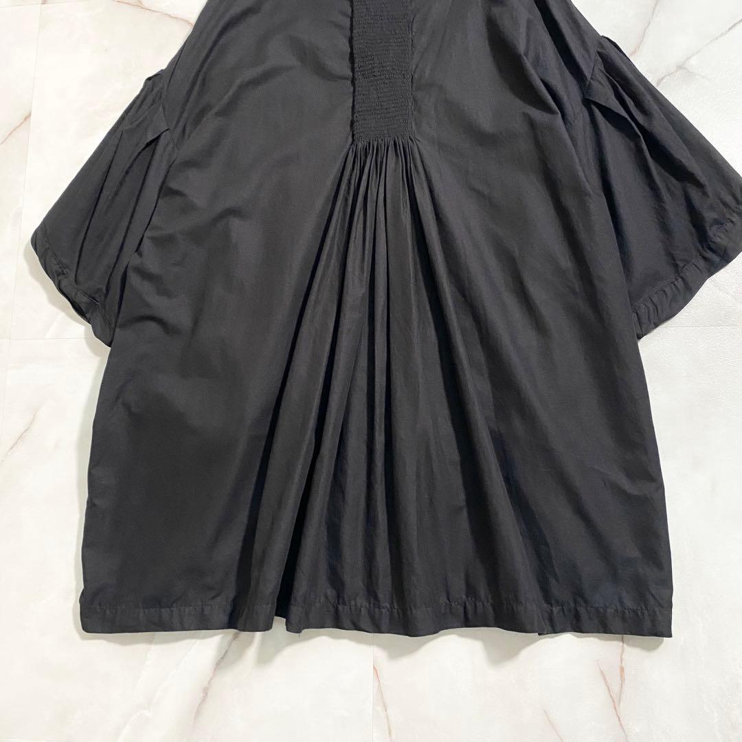 A17192 美品 キャピタル バックギャザーカシュクールブラウス 黒 1