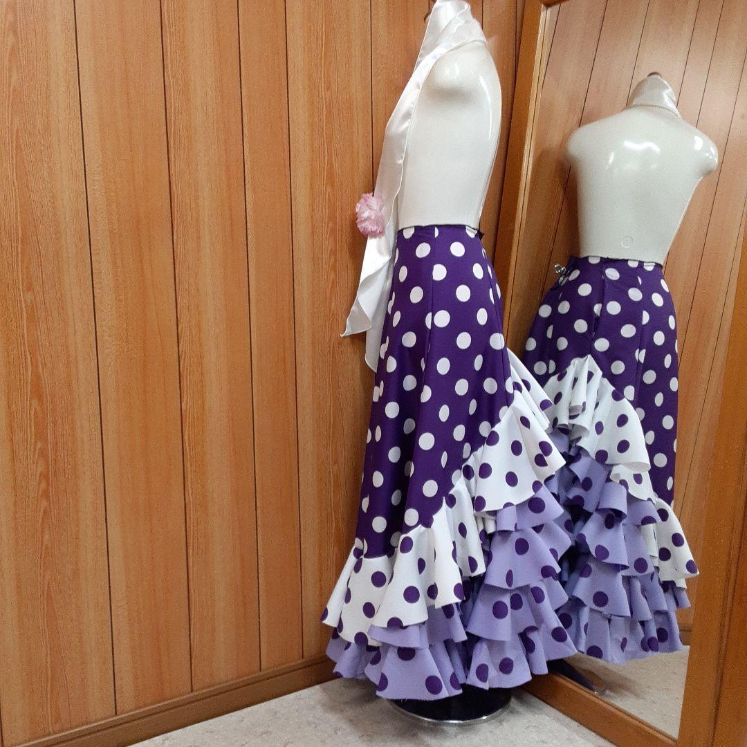 フラメンコ衣装 ☆ファルダのみ ブラックファルダ 豪華3段フリル