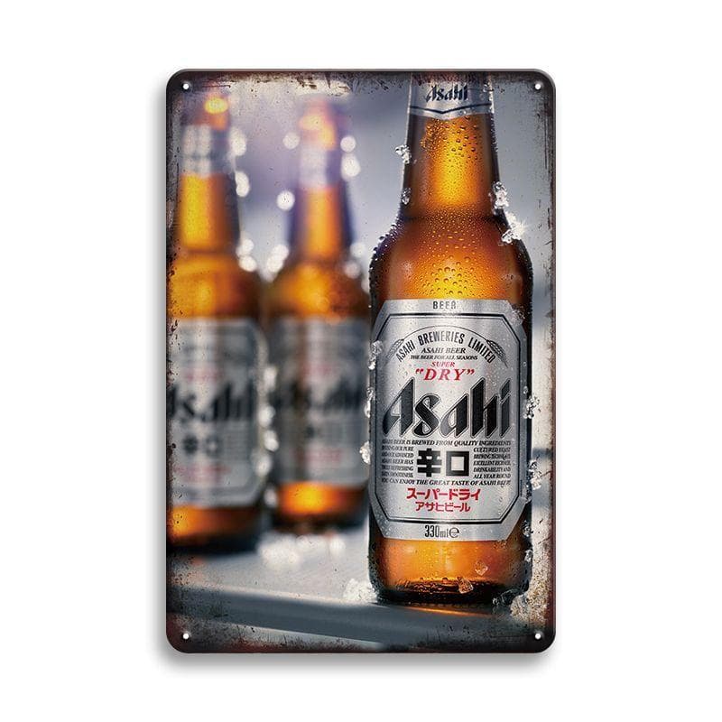 新品 ブリキ看板 レトロ ビール広告 Asahi アサヒ スーパードライ 瓶