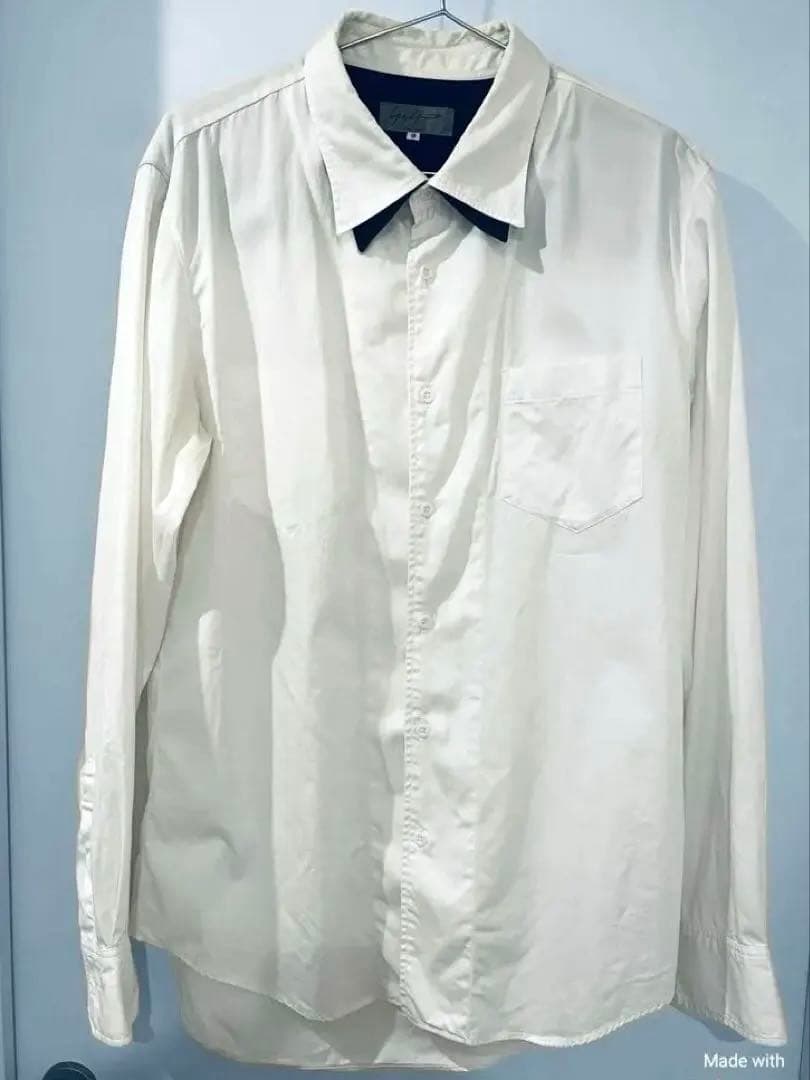 本日限定ヨウジヤマモト プールオム　長袖シャツ　L 襟裏黒 オキシ洗浄済み 美品 本日限定ヨウジヤマモト プールオム 長袖シャツ L 襟裏黒 オキシ洗浄