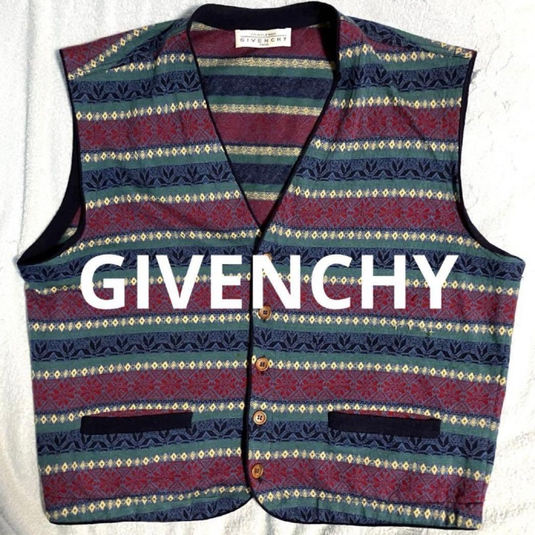 雰囲気抜群❗️】80's GIVENCHY 幾何学模様 ニットベスト イタリア製