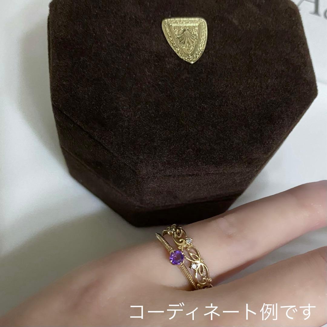 agete K10 アメジスト 2月誕生石 マザーリング 5号 販売証明書あり