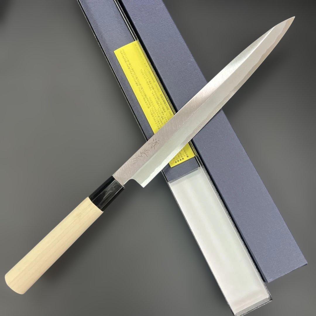 ★新品送料込★源正房はがね鍛造刺身包丁240mm右片刃裏押し加工化粧箱入 seikatsukukan_e151