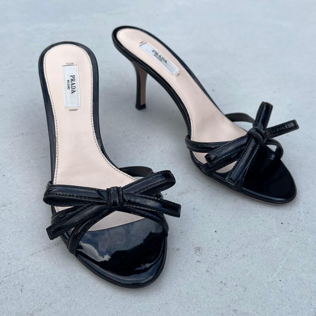 Prada] プラダ ボウタイ サンダル ヒールミュール - メルカリ