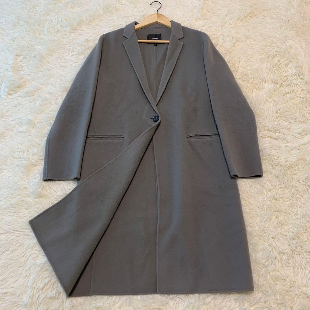 セオリー カシミヤ混 ロング チェスターコート シングル 1ボタン
