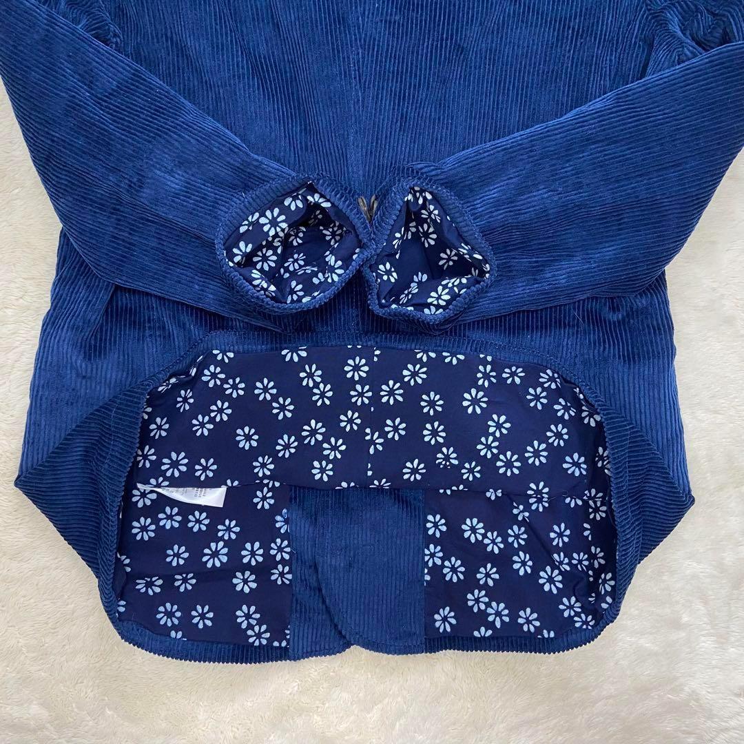 極美品✨️KARAKU 裏地花柄 藍染 コーデュロイ テーラードジャケット