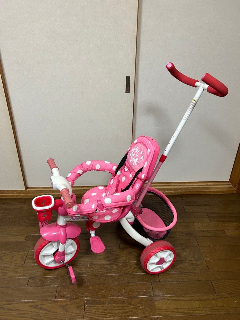 マイメロディ水玉模様のピンク三輪車引き取り限定 - メルカリ