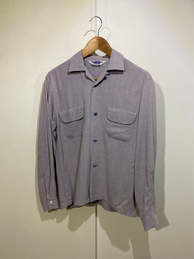 50s 60s pilgrim ギャバジンシャツレーヨンシャツ