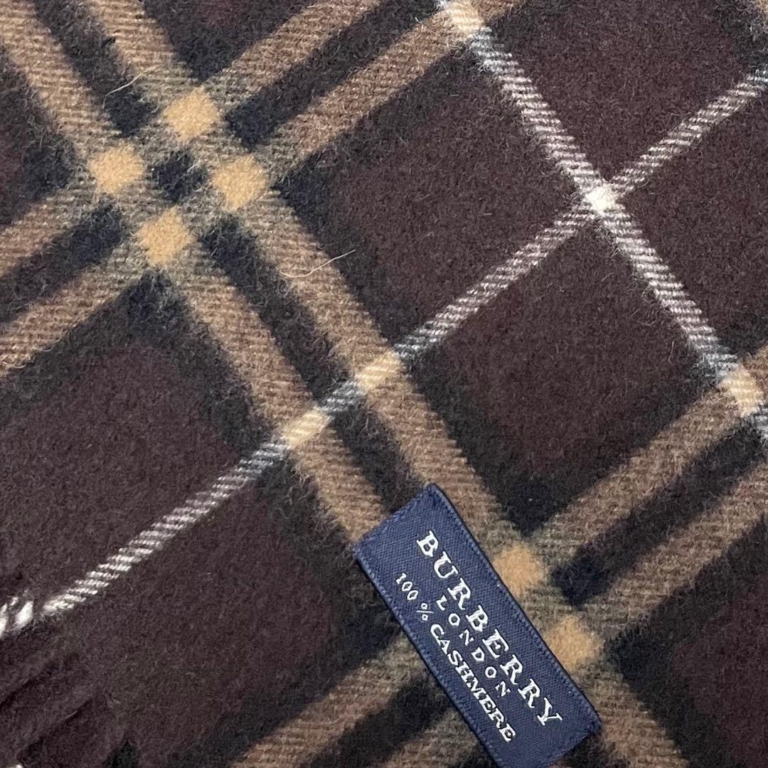 BURBERRY LONDON 100%カシミヤ マフラー チェック柄 ブラウン - メルカリ