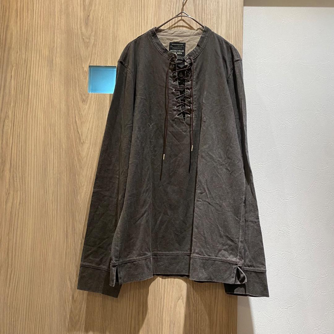 NICOLE CLUB ネオお兄系 ギャル男 y2k 編み上げネック ロンT - メルカリ