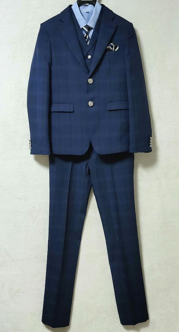 ワンダーファクトリー 男の子 フォーマルスーツ 8点 160 ネイビー