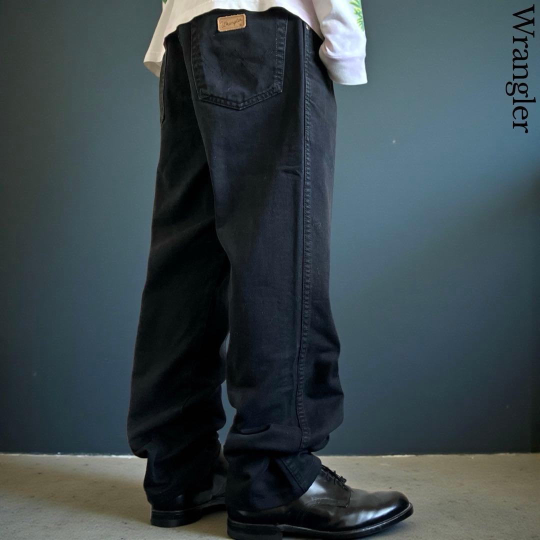 美品90s Wrangler ブラックワイドジーンズ ヘビーオンスデニム - メルカリ