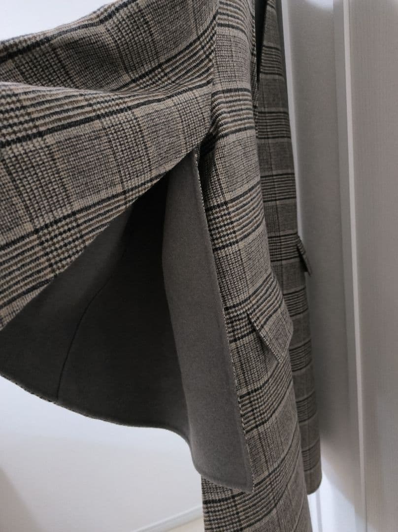 18万】リバーシブル♡グレンチェックケヌキリバーシブルコート ポンチョ