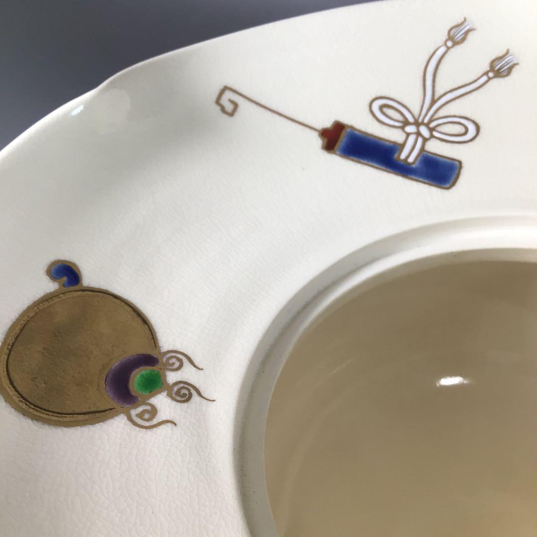 R889 水指 『橋本城岳造』『色絵宝文』『砂金袋水指』 共箱 茶道具