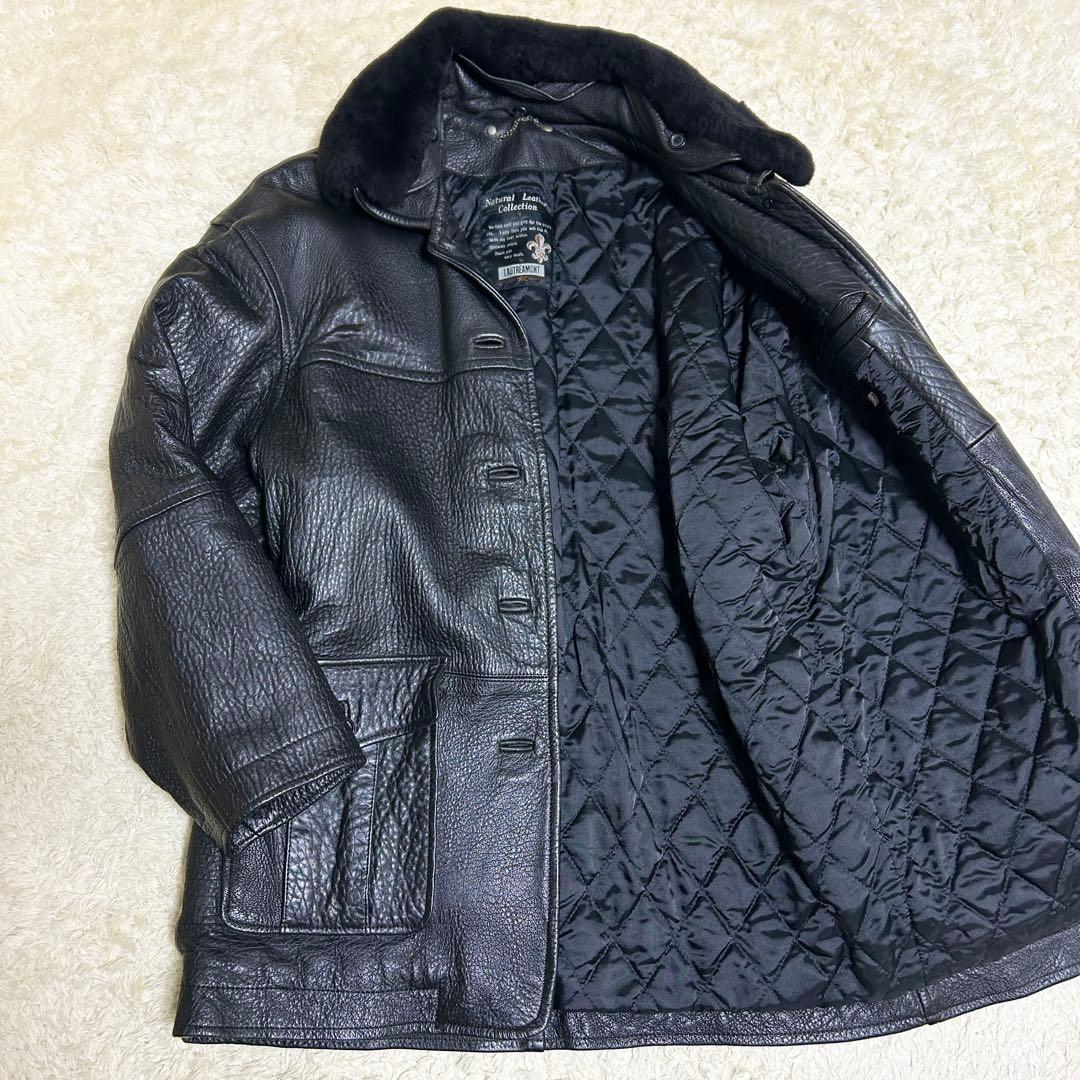 希少✨ ロートレアモン ムートンコート ボア 毛皮 ランチコート 本革 ブラック 希少✨ ロートレアモン ムートンコート ボア 毛皮 ランチコート 本革