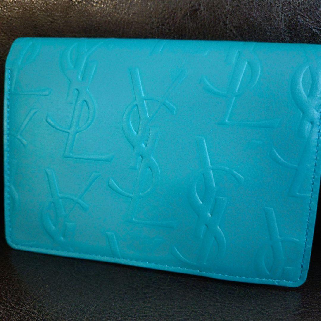 未使用】YSLイヴ・サンローラン ターコイズ 二つ折り財布 - メルカリ