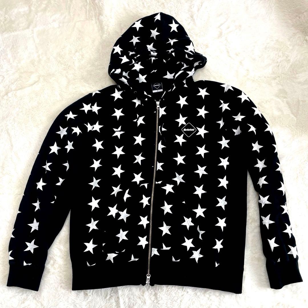 fcrbブリストル ジップパーカー スウェット 黒 総柄 星柄 スター