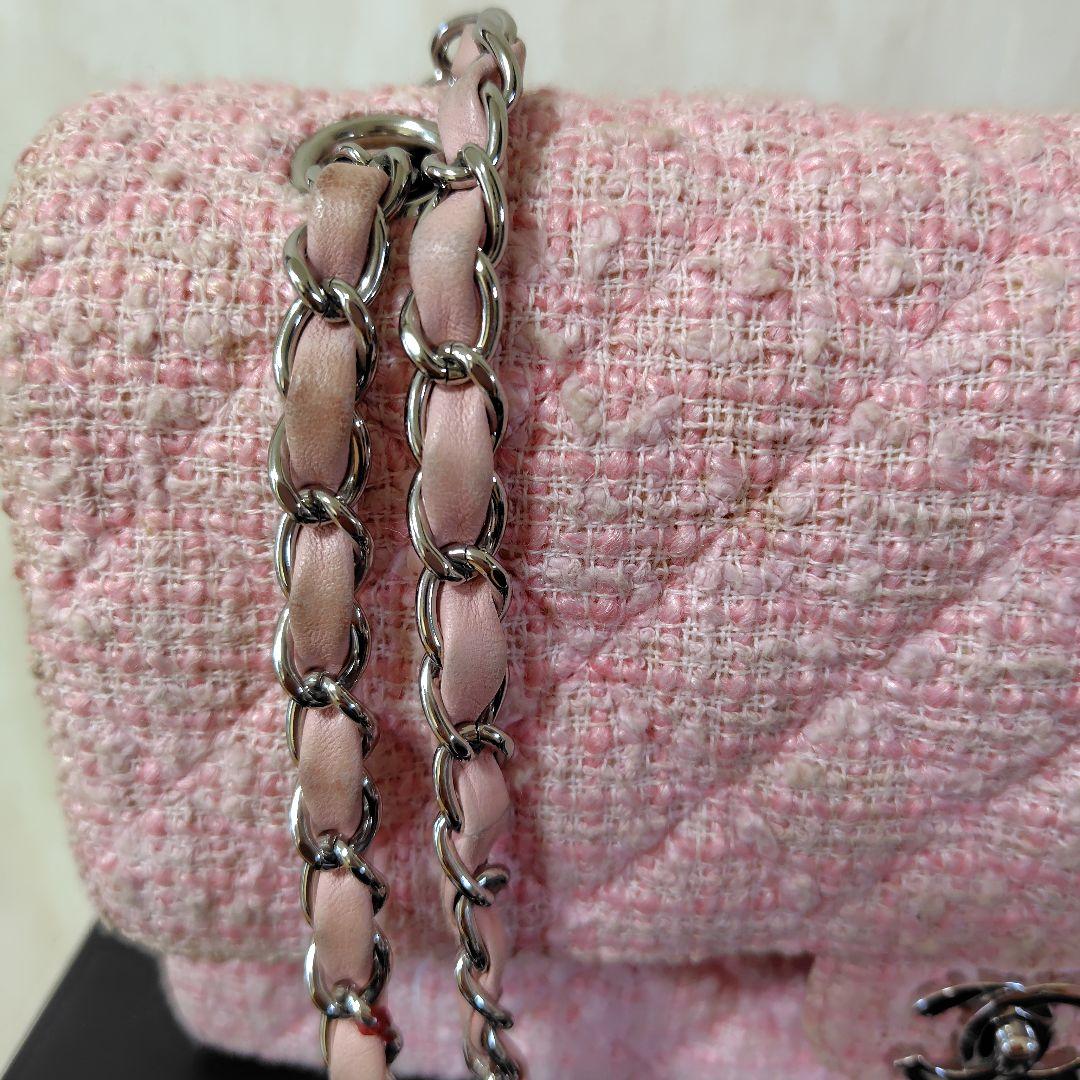 CHANEL 激レア ピンク ツイード チェーンショルダーバッグ - メルカリ