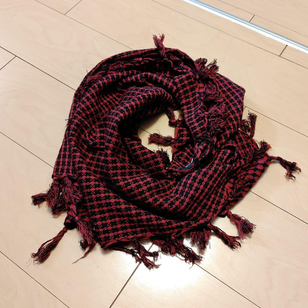 UNDERCOVER 赤黒チェックアフガン ストール アンダーカバー フリンジ