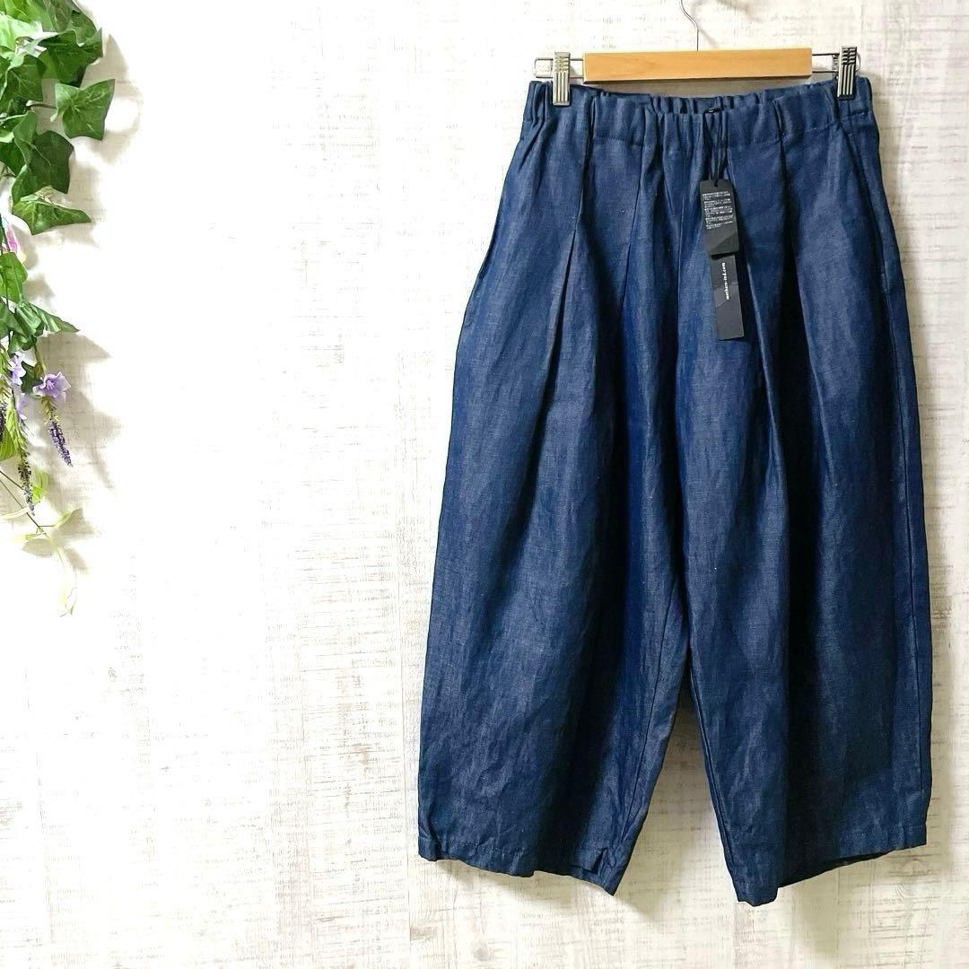 【新品】 ミズイロインド リネン ガウチョ バルーン ワイド パンツ プリーツ mizuiro ind（ミズイロインド） ワイド カーゴ パンツ / レディース