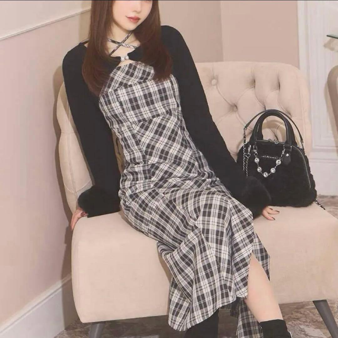 ボレロチェックロングワンピース XS - メルカリ