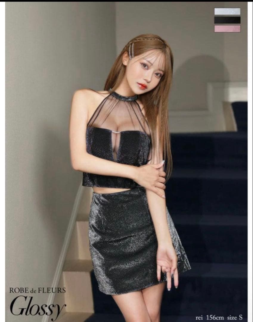 今期新作★ローズドフルールドレス フェミニンローズ総レースタイトミニキャバドレス(fm1443)｜ROBE de