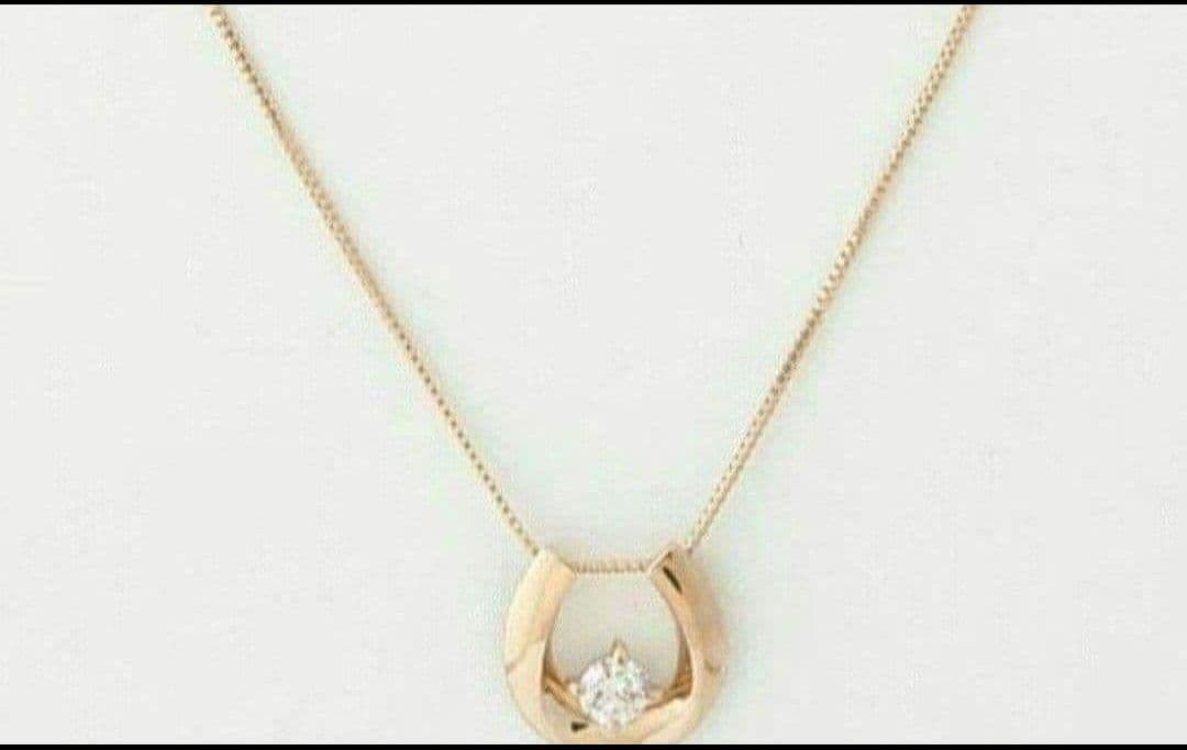 K18　1Pダイヤモンド 0.1ct 馬蹄 ネックレス　　アンティーク