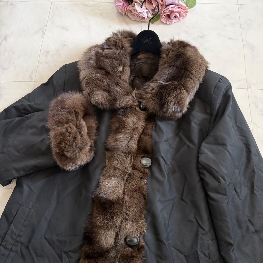 総丈94/ロシアンセーブル リス リバーシブル ファーコート 毛皮 なめし