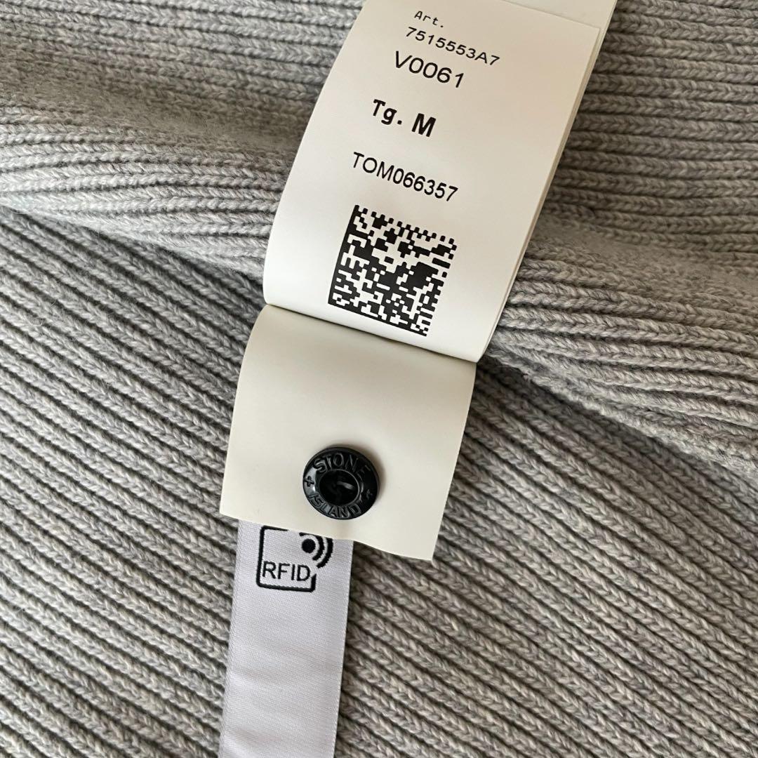 Stone Island ドライバーズニット M グレー フルジップ リブ編み