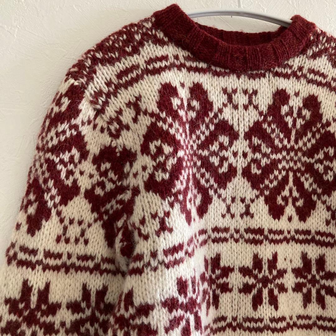 希少 KIN マチュピチュ オオシマレイ 雪柄ニット シェットランドウール