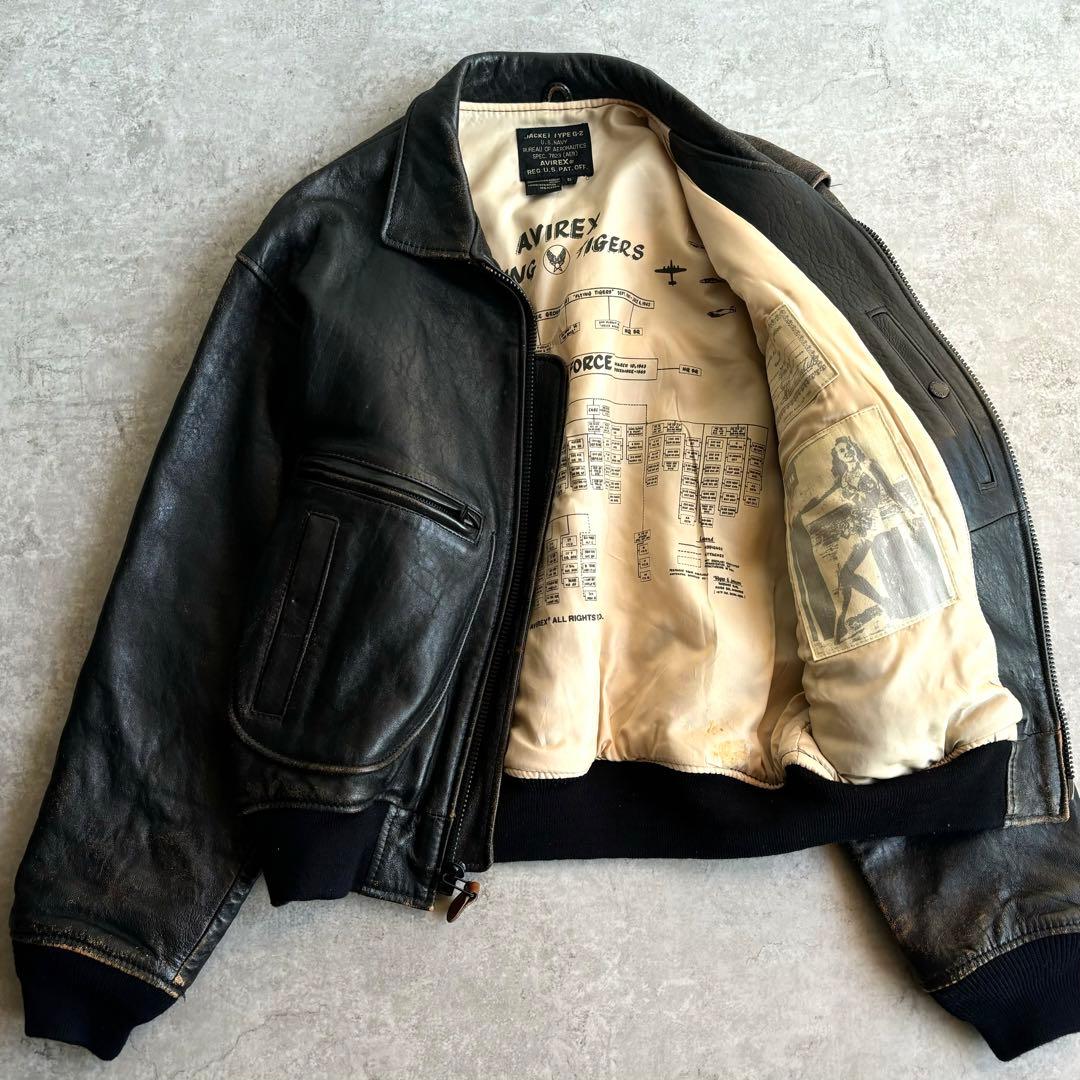 90's AVIREX【S】G-2 フライトジャケット レザージャケット 本革