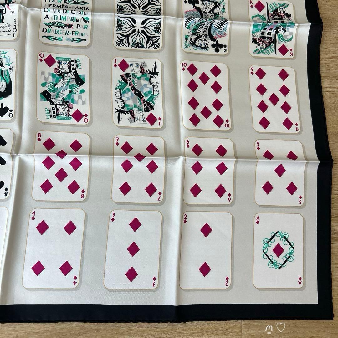 HERMES エルメス カレ90 ジュドゥカルト トランプ柄 シルクスカーフ