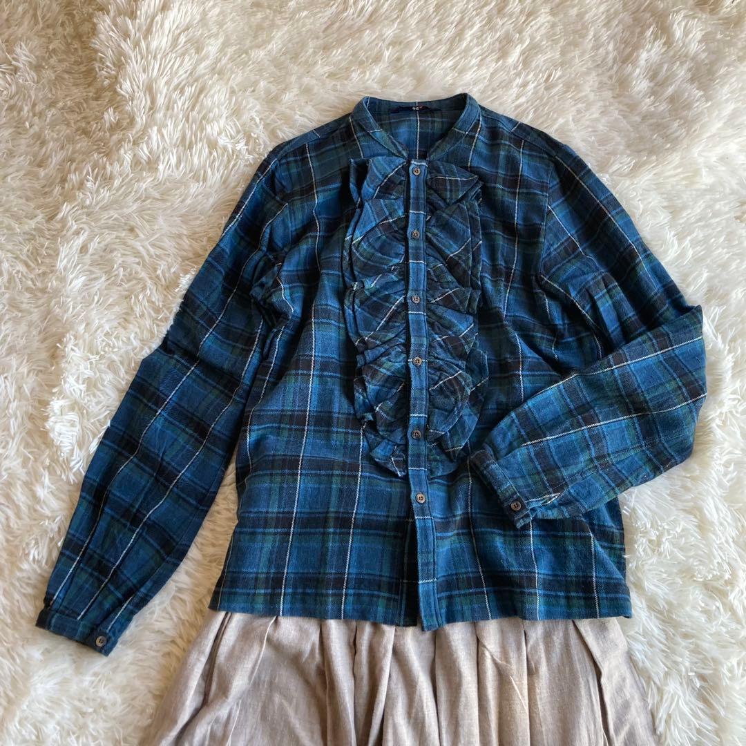 45R フォーティーファイブアール フリル ブラウス チェック柄 サイズ2