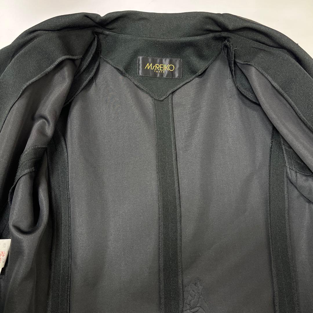 《Ms.REIKO》レディースジャケット　ブラック　襟フリル風　9号